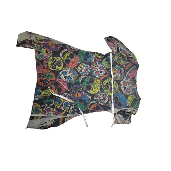 Casa Lee Multicolor Sugar Skull Tunic Top Asymmetrical Hem - Picture 8 of 9